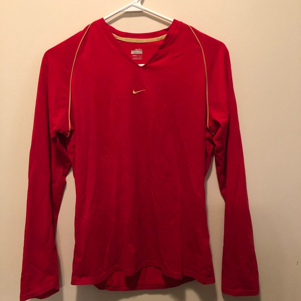 Nike Women’s Athletic Red/Yellow Long-Sleeve Top